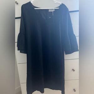 V Neck Midi Black Dress